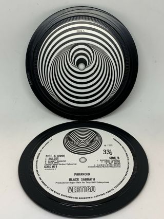 Black Sabbath - 2 Coasters.  Paranoid.  Vertigo Swirl.