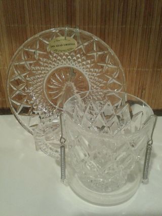 Vintage 24 Lead Crystal Fine Bohemian Czech Cup And Saucer With Display Tray