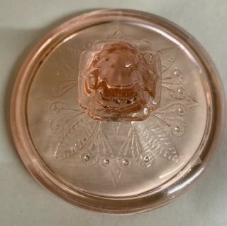 Adam Pattern Depression Glass Pink Sugar Lid Only By Jeannette Glass Co