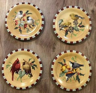 Lenox Winter Greetings Everyday Set Of 4 Salad Plates 8 1/2” All Different Birds