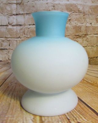 Victorian Art Glass Blue & White Cased Satin Thorn Handle Ewer Vase Pitcher 4