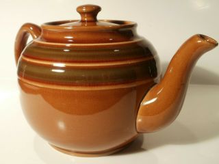 Vintage Sadler Staffordshire England Brown With Green Rings Design Teapot