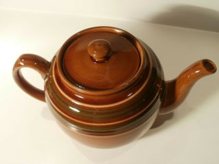Vintage Sadler Staffordshire England Brown With Green Rings Design Teapot 5