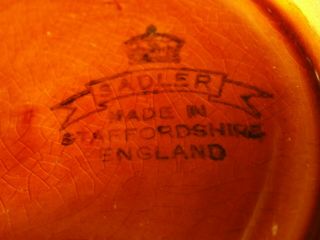 Vintage Sadler Staffordshire England Brown With Green Rings Design Teapot 6
