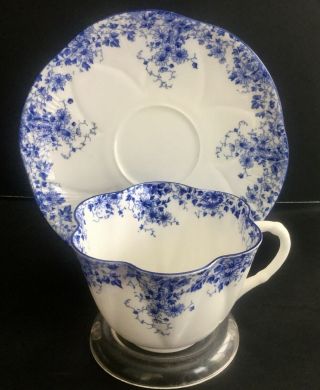 Vintage Shelley Dainty Blue Bone China Tea Cup And Saucer Made In England