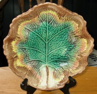 Antique Majolica Green Leaf Plate,  8 1/4 "