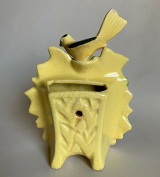 LATE 1940 ' S VINTAGE MCCOY YELLOW SUNFLOWER WITH BIRD WALL POCKET 4