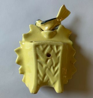 LATE 1940 ' S VINTAGE MCCOY YELLOW SUNFLOWER WITH BIRD WALL POCKET 7