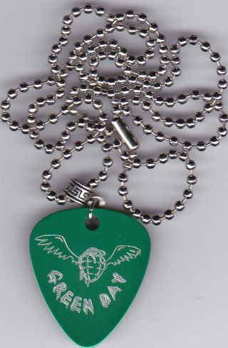 Green Day Wing Gernade Guitar Pick Pendant Necklace Custom Engraved