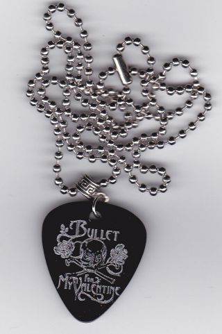 Bullet For My Valentine & Skull Guitar Pick Pendant Necklace Custom Engraved