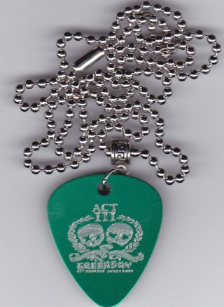 Green Day 21st Century Act Iii Guitar Pick Pendant Necklace Custom Engraved