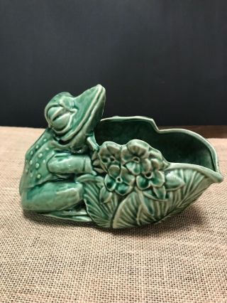 1950s Vintage Rare Mccoy Green Frog Toad Planter