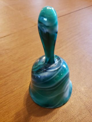 Vintage Imperial Slag Glass Bell Emerald Green White End Of Day Glossy Finish 1