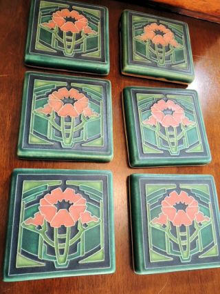 Motawi Tileworks Poppy Tiles - Arts And Crafts Style - 5 Available - Priced Each