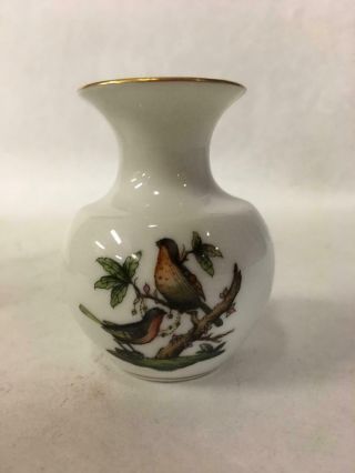 Vintage Herend Porcelain Bud Vase With Hand Painted Bird Detail From Hungary