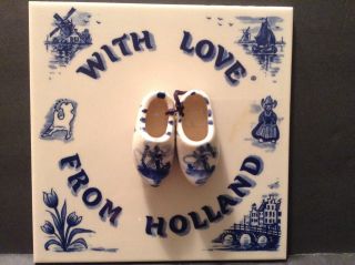 Vintage Delft Tile,  By Royal Mosa Of Holland With Love From Holland,  Dutch Shoes