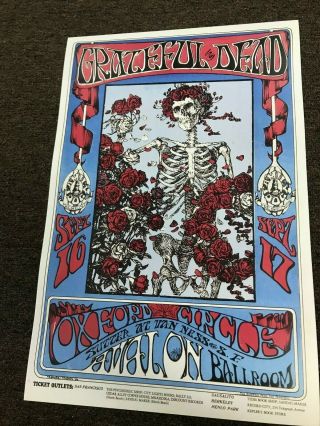 Grateful Dead 1966 Avalon Ballroom Oxford Cardstock Concert Poster 12 " X 18 "