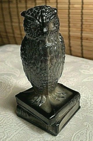 Degenhart Glass Owl Figurine Charcoal Black / Gray Slag
