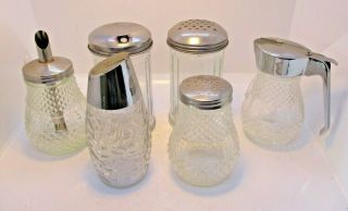 Glass Sugar Pourers Dispensers Shakers 6 Glass Vintage