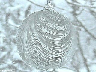 Hanging Glass Ball 4 " Clear Glass With Frosted White Swirls (1) Hb51 - 3