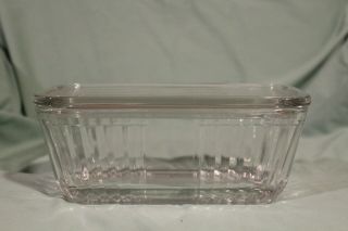 Vintage Anchor Hocking Clear Glass Refrigerator Dish Rectangle With Lid