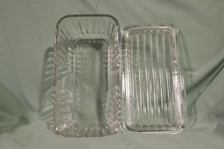 Vintage Anchor Hocking Clear Glass Refrigerator Dish Rectangle With Lid 2