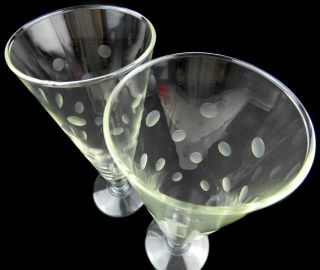 Vintage Pilsner Beer Glasses Etched Polka Dot Set of 2 Mid Century Atomic Glass 2