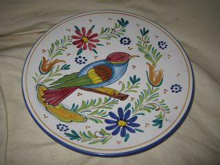 Labor Deruta Italy Hand Painted Majolica 10 " Multi Color Song Bird Wall Plate