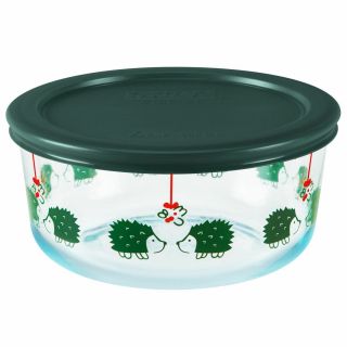 Pyrex 4 Cup CHRISTMAS Green Hedgehogs Under Mistletoe OR Red Peppermint Candy 3