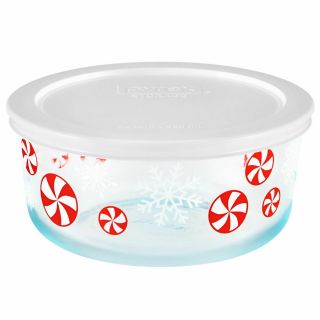 Pyrex 4 Cup CHRISTMAS Green Hedgehogs Under Mistletoe OR Red Peppermint Candy 4
