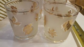 8 Libbey Mid Century Modern Gold Leaf Frosted Tumbler Highball whiskey Glasses 2
