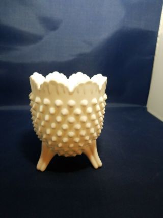 Vintage Fenton Hobnail White Milk Glass 3 Footed Egg Shaped Vase