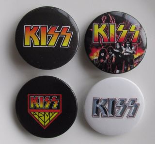 Kiss Set Of 4 Large (38mm) Button Style Metal Pin Badge Official Licensed 2006 2