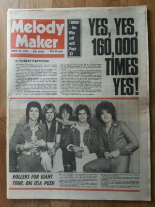Melody Maker Newspaper March 22nd 1975 The Who Tommy Sell Out And Bay City Rolle