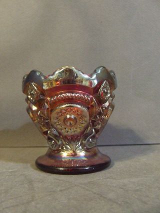 Vintage Imperial Red Fashion Hobstar Carnival Glass Toothpick Holder Egg Cup