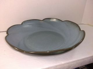 Vintage Frankoma Pottery 218 BLUE Green Scalloped Bowl - 2