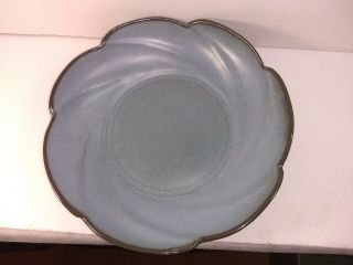 Vintage Frankoma Pottery 218 BLUE Green Scalloped Bowl - 3