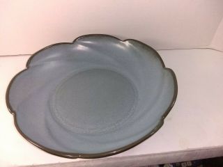 Vintage Frankoma Pottery 218 BLUE Green Scalloped Bowl - 7