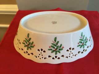 Lenox China HOLIDAY Large Oval Candy/Serving Bowl Christmas Holly Berry 3
