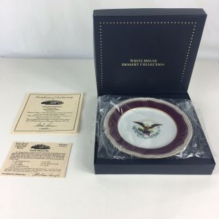 Woodmere China White House Dessert Plate Abraham Lincoln W/ Box,  Certificate