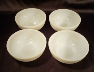 Anchor Hocking Milk Glass Fire King White Cereal Bowls Set Of 4