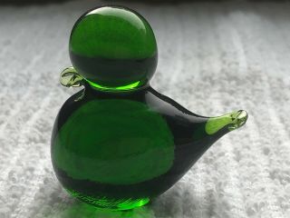 Rare Viking Epic Small Green Glass Bird 1 3/4” Tall