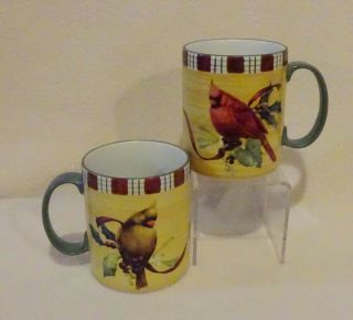 Set Of 2 Lenox Winter Greetings Everyday Cardinal Coffee Tea Mugs Cups - Once