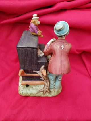 Vintage Capodimonte (?) Style Organ Grinder Monkey Figurine music box 7