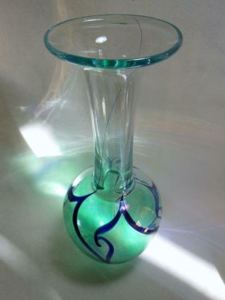 Very Cool Well Done Robert Held Art Glass Pulled Feather Vase Color
