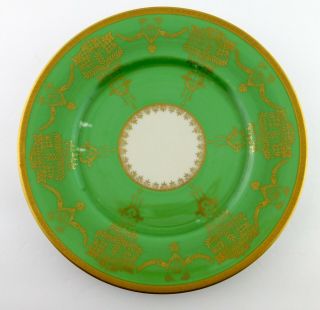 Edgerton Green Gold Encrusted Dinner Plate E152 - 11 Decorated Usa Czechoslovakia