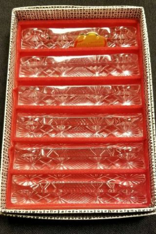 Vintage 24 Lead Cut Crystal Knife Rest Made In Germany Set Of 6