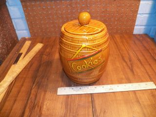Vintage Mccoy Large Brown Barrel Cookie Jar
