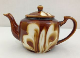 Vintage China Glazed Brown Pottery Stoneware Single Serve Tea Pot