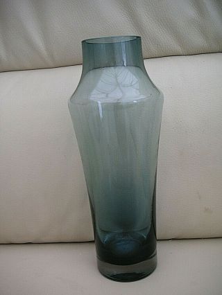 Vintage Riihimaki Riihimaen Lasi Oy Tamara Aladin Blue 10” Glass Vase